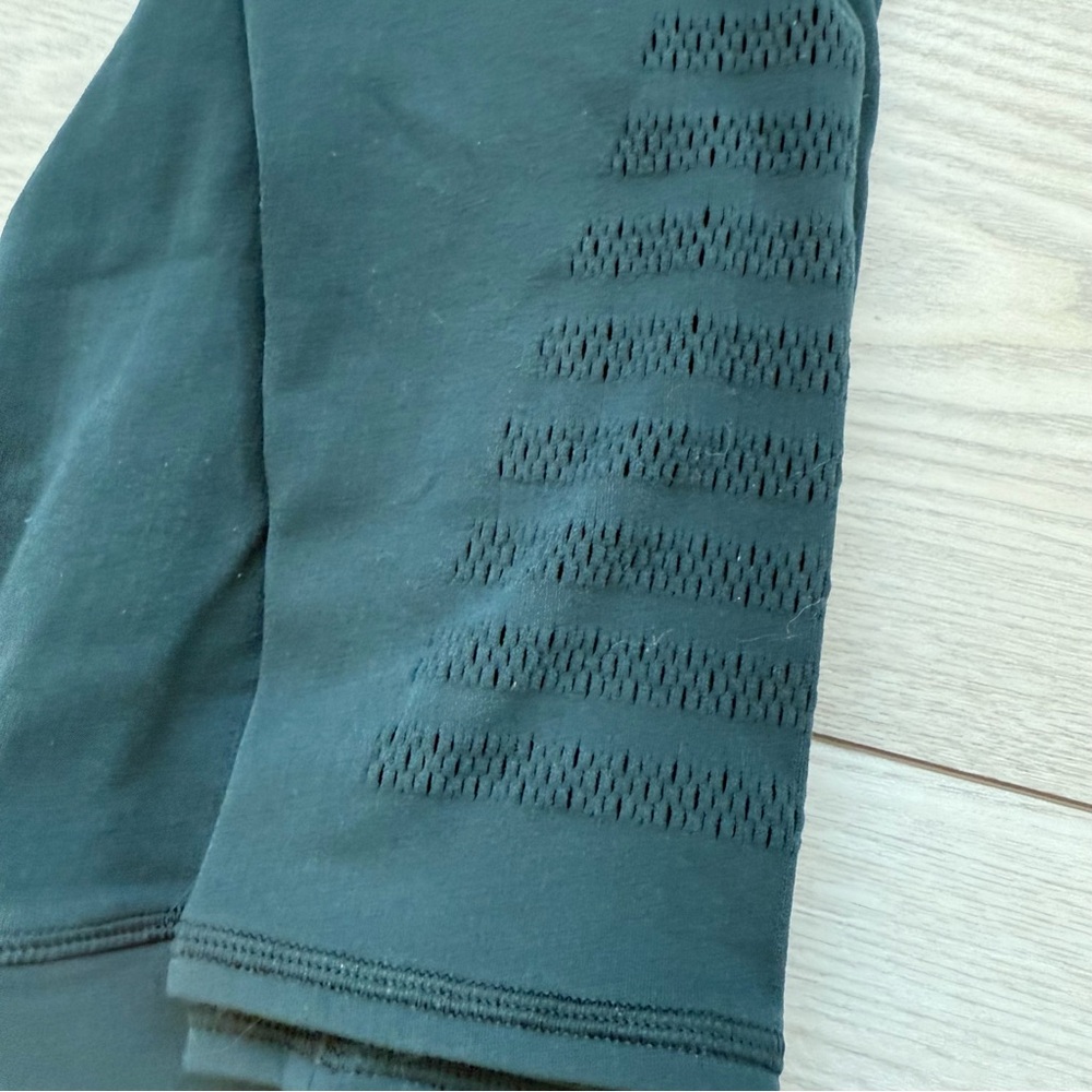Lululemon 4 Reveal Crop Stripes 17" submarine teal green leggings active gym - Picture 6 of 7